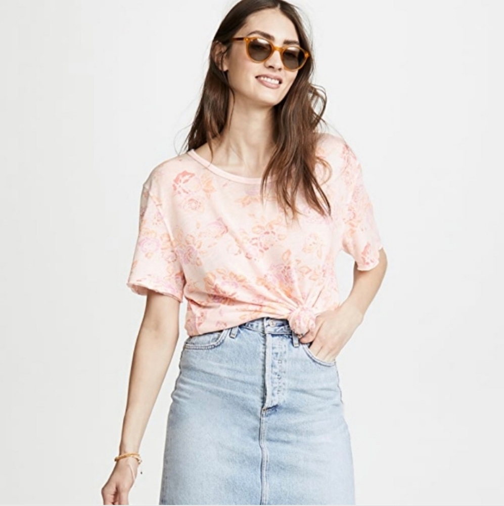 Free People Tourist Tee Floral Short Sleeve Rose Small